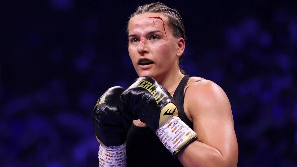 <p> Chantelle Cameron looks on, as a cut on her forehead can be seen, during the IBF, IBO, WBA, WBC and WBO World Super Lightweight Title fight between her and Katie Taylor at The 3Arena Dublin. Trainer Jamie Moore and Cameron have called it quits. JAMES CHANCE/GETTY IMAGES.</p>