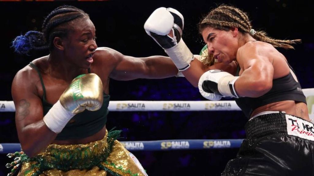 <p>Claressa Shields throws a punch against Maricela Cornejo during their Middleweight Championship fight at Little Caesars Arena in Detroit, Michigan. Claressa Shields predicts a split decision between Anthony Joshua and Francis Ngannou's bout. GREGORY SHAMUS/GETTY IMAGES.</p>