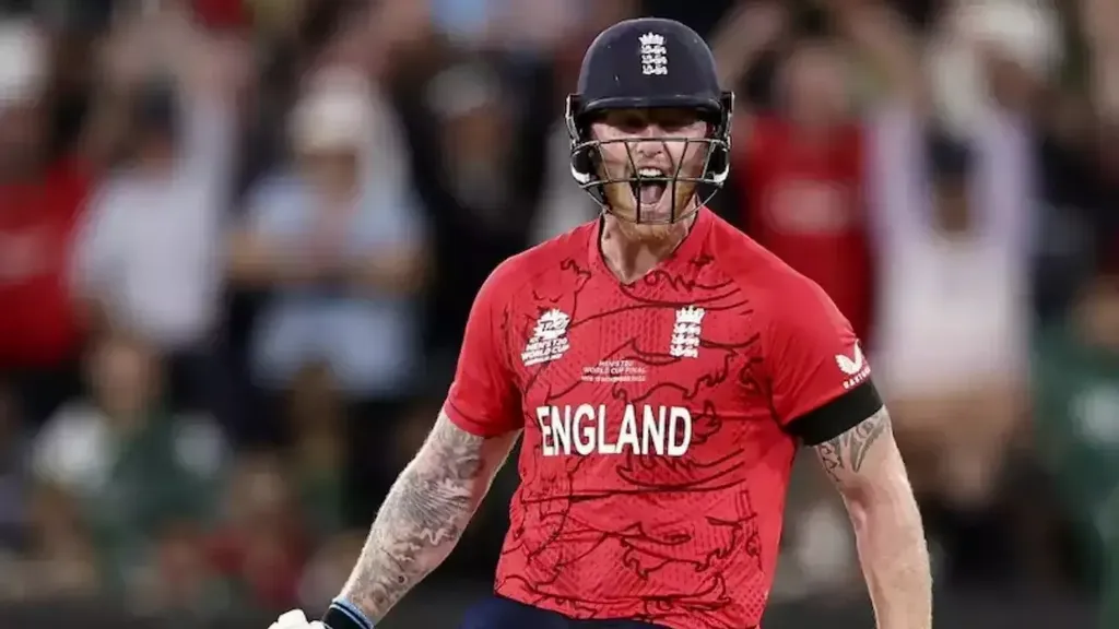 <p>Ben Stokes reacts after taking England to the 2022 ICC T20 World Cup title. Stokes announced that he will not be taking part in the ICC Men’s T20 World Cup. AFP.</p>