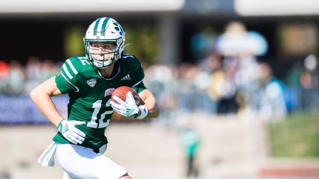 <p>Sam Wiglusz, the Ohio University receiver hopes his sure hands will land him on an NFL team. OHIO UNIVERSITY ATHLETICS.</p>