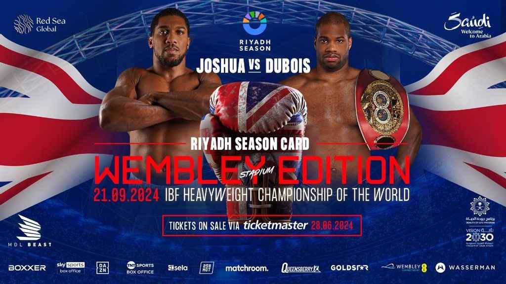 <p class=MsoNormal><span lang=EN-US style=mso-ansi-language: EN-US;>Anthony Joshua and Daniel Dubois face off in an all-British heavyweight fight in HE Turki Alalshikh's Riyadh Season Card in London on September 21st. QUEENSBERRY PROMOTIONS. </span></p>