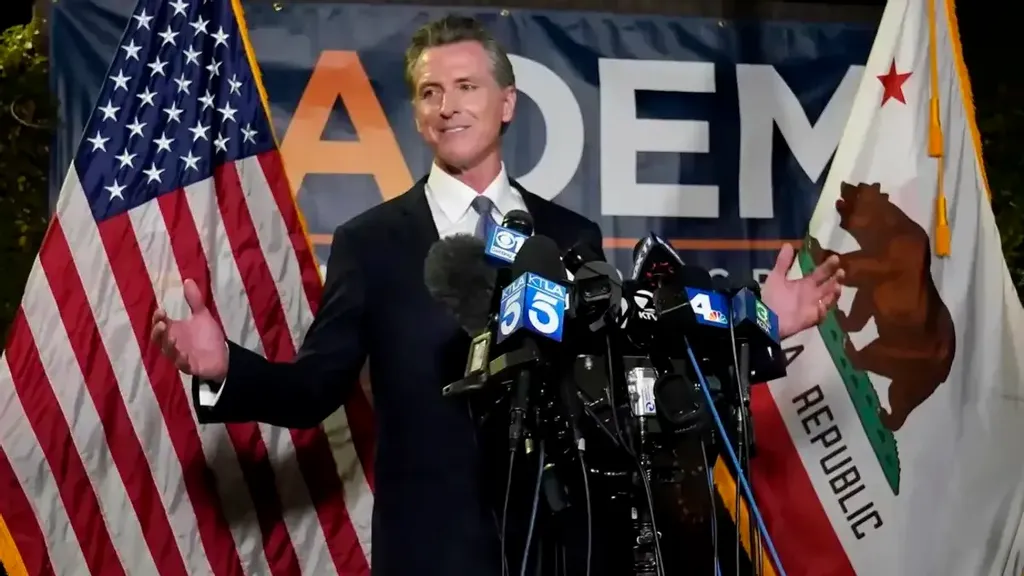  <div class=caption-wrap> <div class=caption aria-label=Image caption> California Gov. Gavin Newsom addresses reporters Tuesday at the John L. Burton California Democratic Party headquarters in Sacramento after beating back the recall attempt that aimed to remove him from office. RICH PEDRONCELLI / AP </div> </div> 