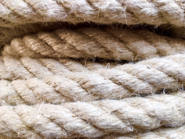 Natural hemp rope, twisted, 4 strands, unbleached, Ø: 16,00mm