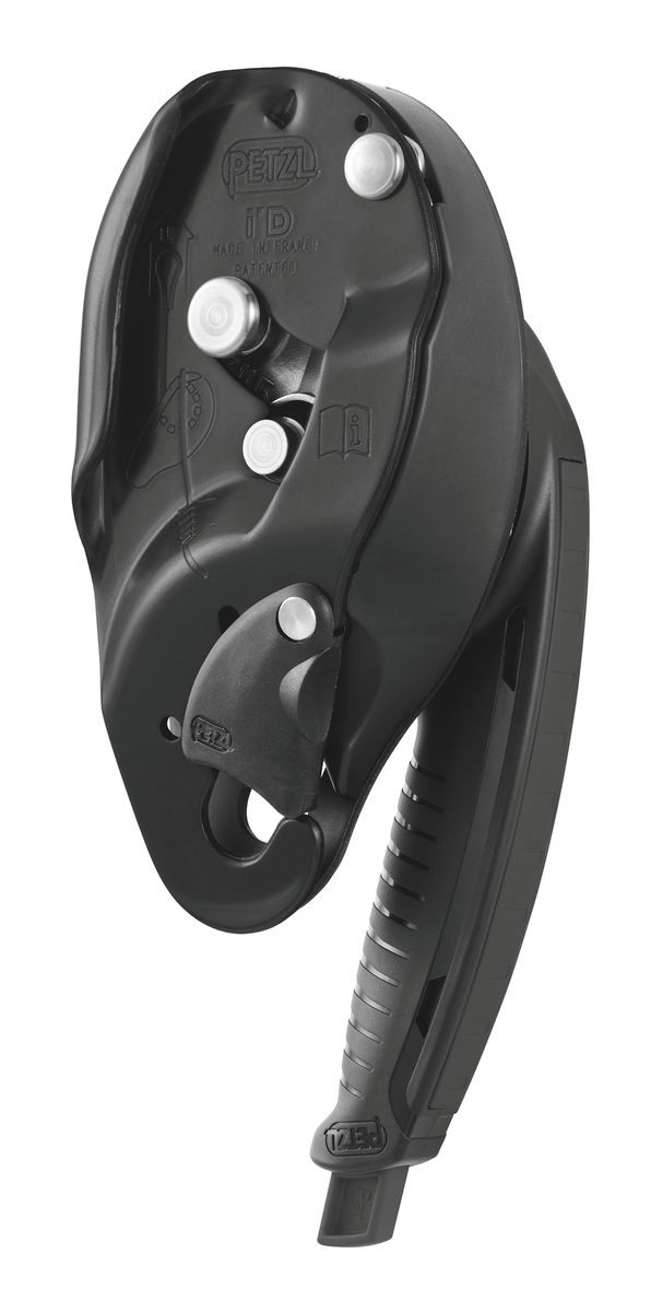 Petzl I’D® S - Descender with anti-panic function for rope access work, black