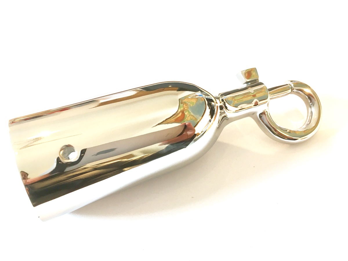 Rope end bushing with snap-hook, chromed steel, Ø: 30mm