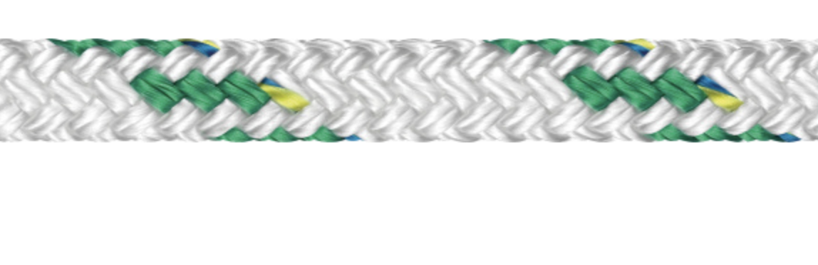 Liros Top-Cruising - Braided polyester rope, 16-plaited, white with green, Ø: 10,00mm