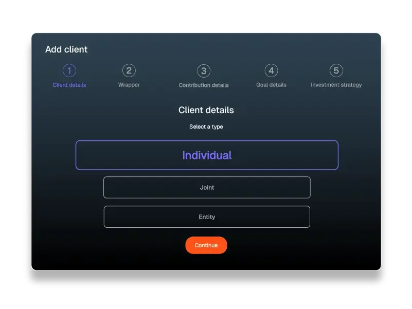 Fundment platform user interface example