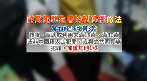 防詐條例修正初審通過 加害人加重判刑1/2