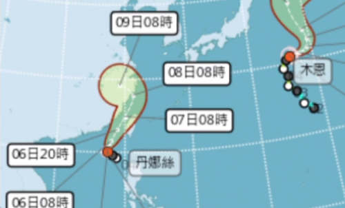 丹娜絲禮拜日倚近臺灣 拜一中晝前風雨變強