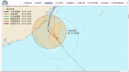 康芮下晡對臺東登陸 今已經減弱做中度風颱