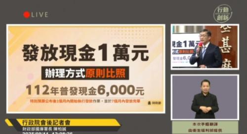 行政院通過編2360億普發一萬 送立法院審議