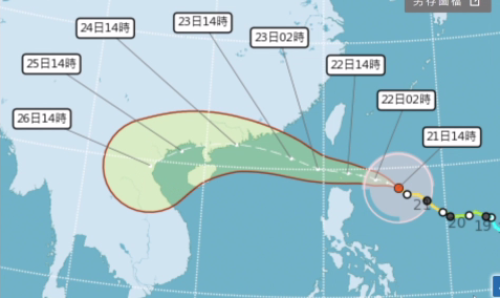 「樺加沙」陸上風颱警報 拜一東半部風雨上強