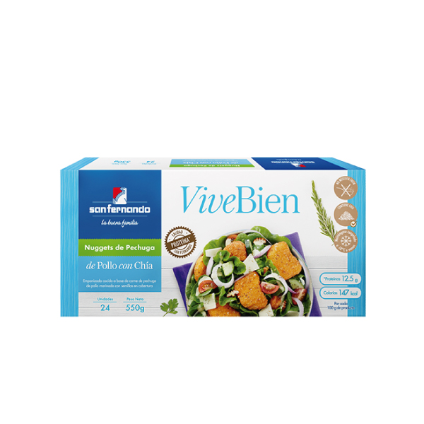 ViveBien - Nuggets de pechuga de pollo con chía x 24 und