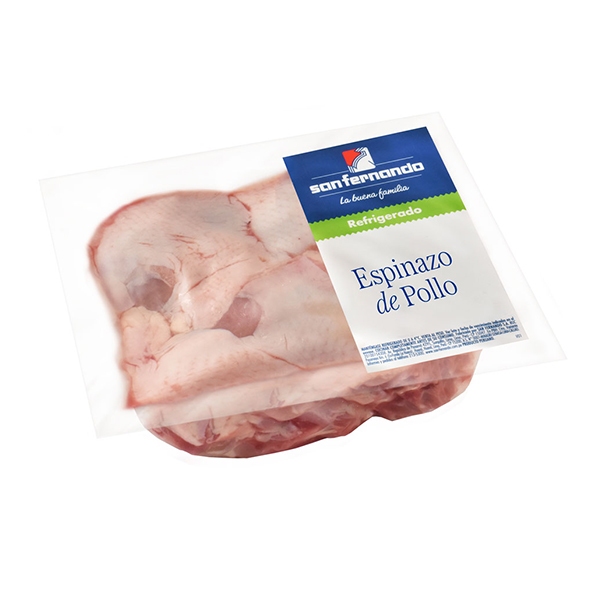Espinazo de pollo termoformado <br> Rango de 0.6 a 1.2 kg.