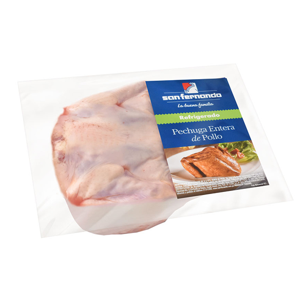 Pechuga entera de pollo termoformado <br> Rango de 0.7 a 1.2 kg.