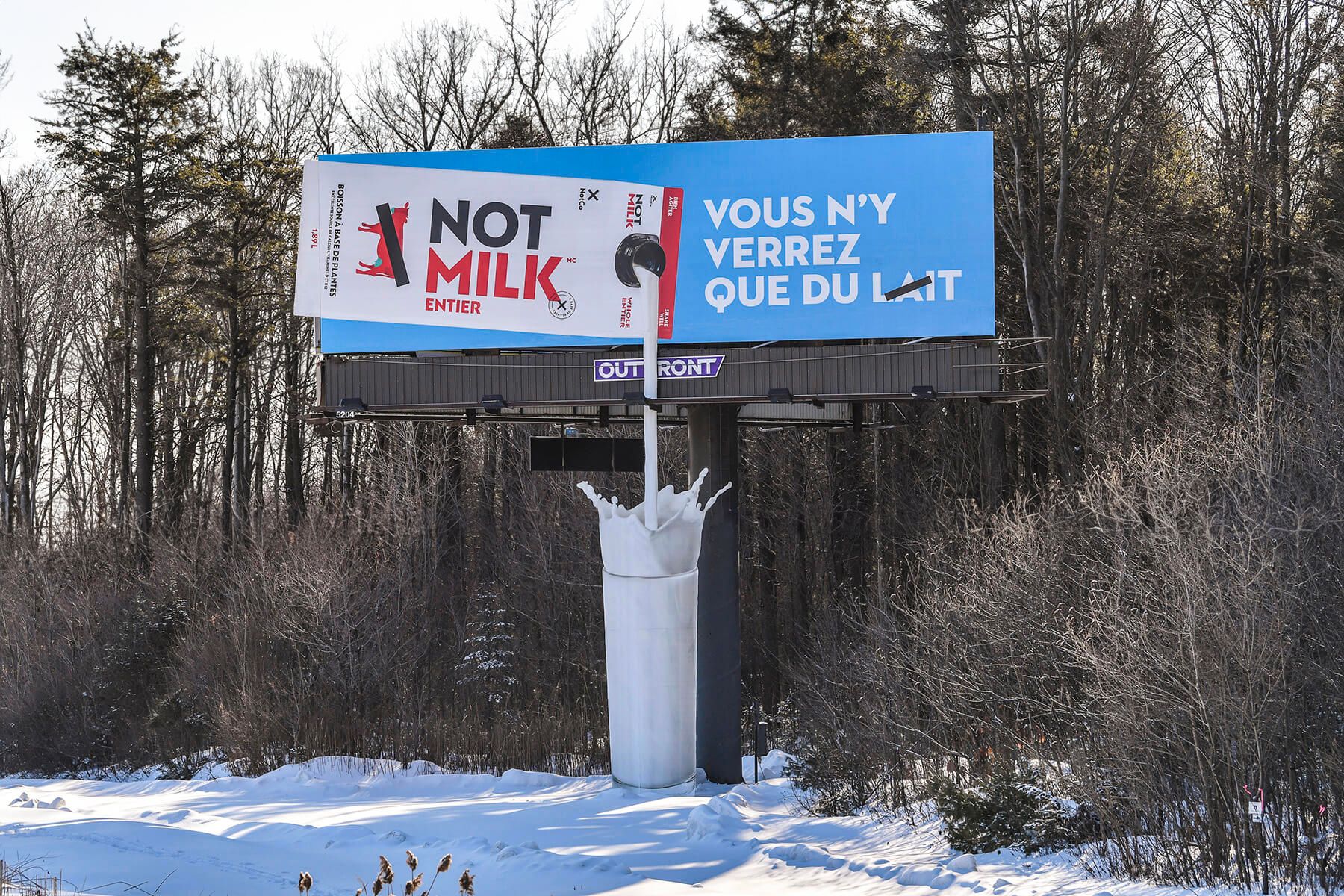 OOH NotMilk execution on the side of the highway