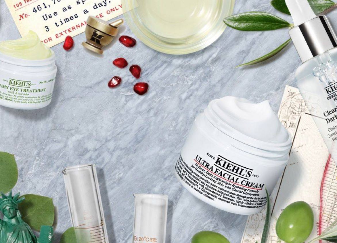 Kiehl's lotion and skincare products featured in retail concept 