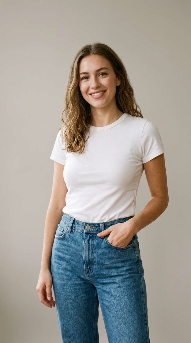 classic fitted white t-shirt 90s minimal aesthetic clean lighting pin