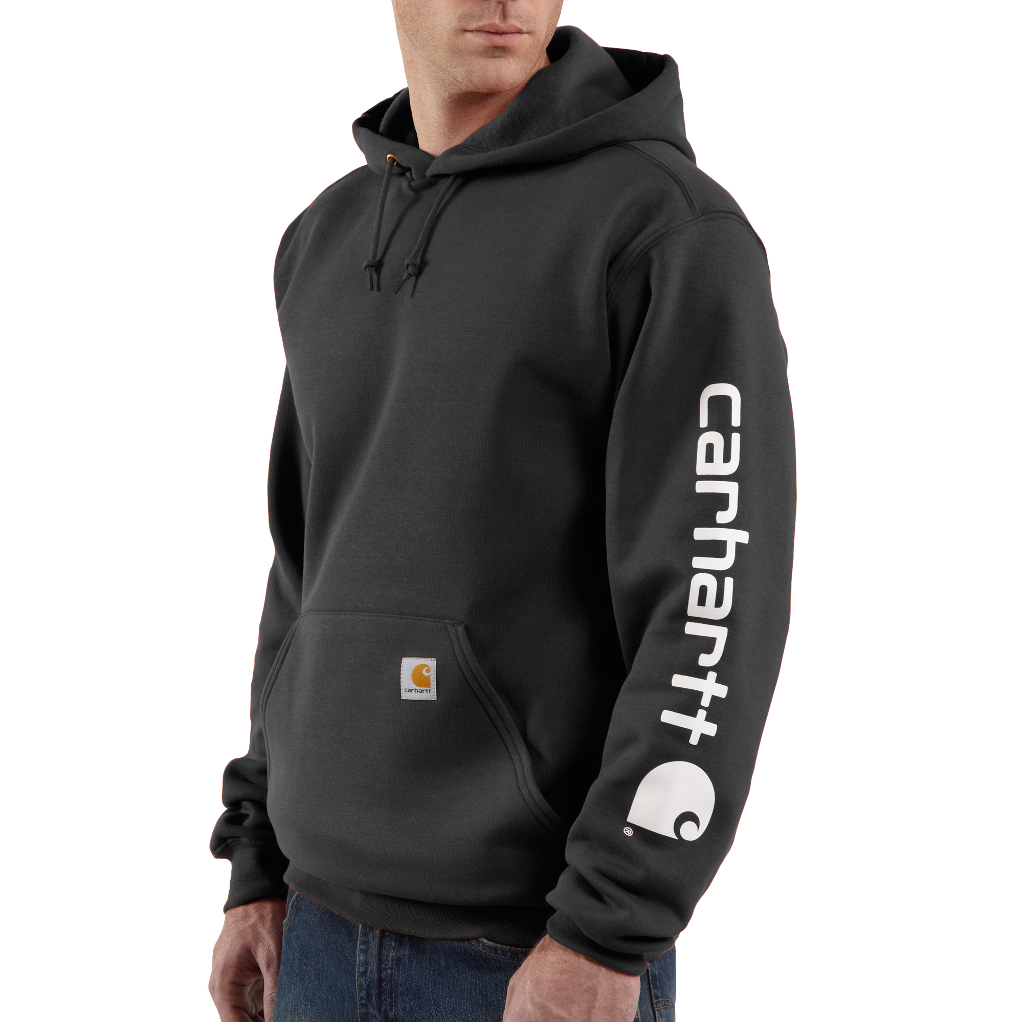 Carhartt Men's Midweight Hooded Logo Sweatshirt - Carbon Heather XL