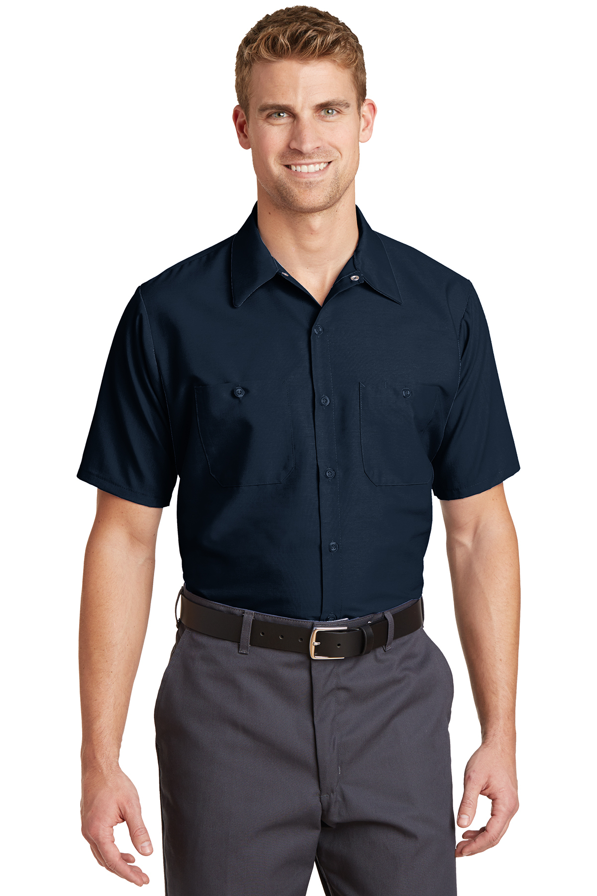 Red Kap Navy Blue Workwear Shirt, Men's Fashion, Tops & Sets