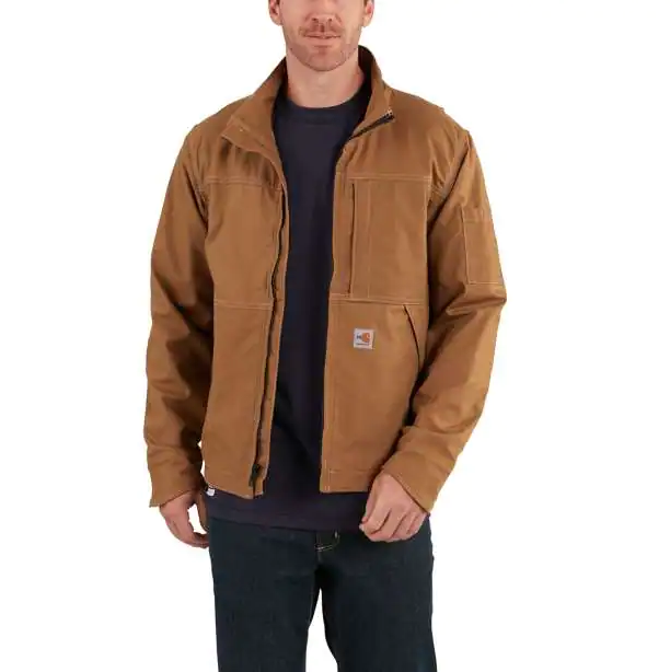 A light brown zippered Carhartt jacket