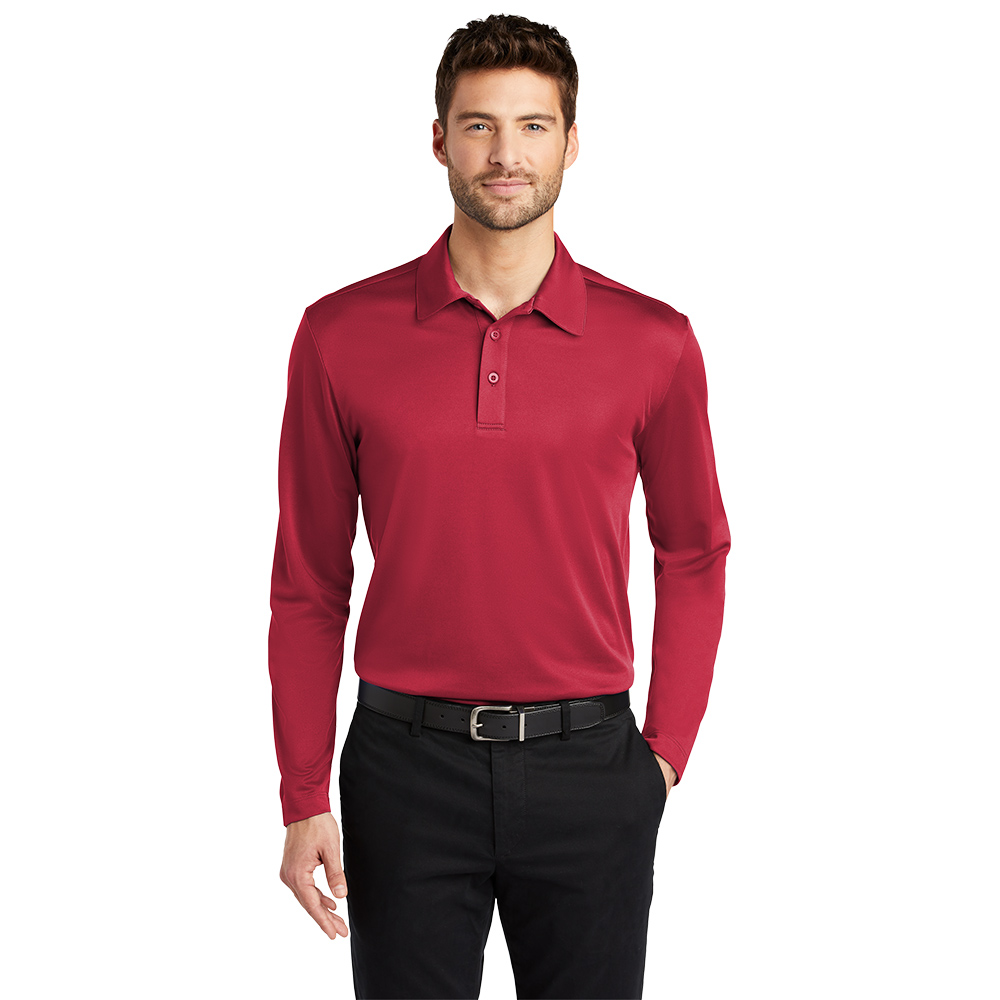 Port Authority® Silk Touch™ Performance Long Sleeve Polo - Red Color