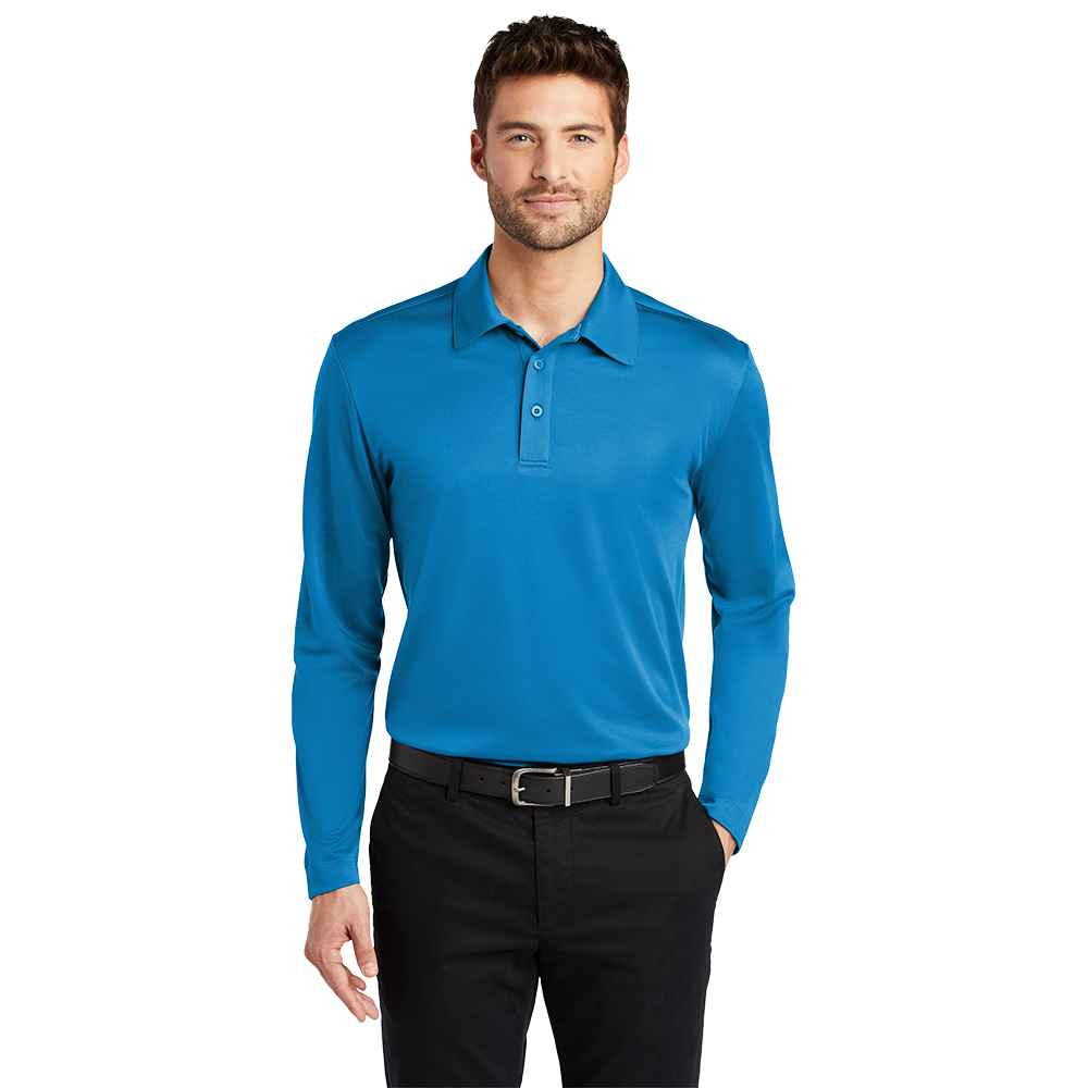 Port Authority® Silk Touch™ Performance Long Sleeve Polo - Brilliant Blue Color