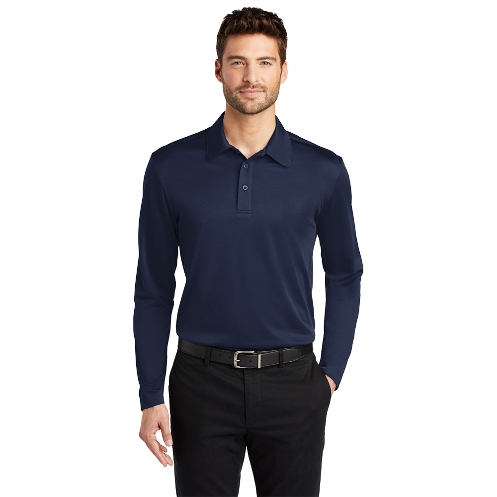 Port Authority® Silk Touch™ Performance Long Sleeve Polo - Navy Color