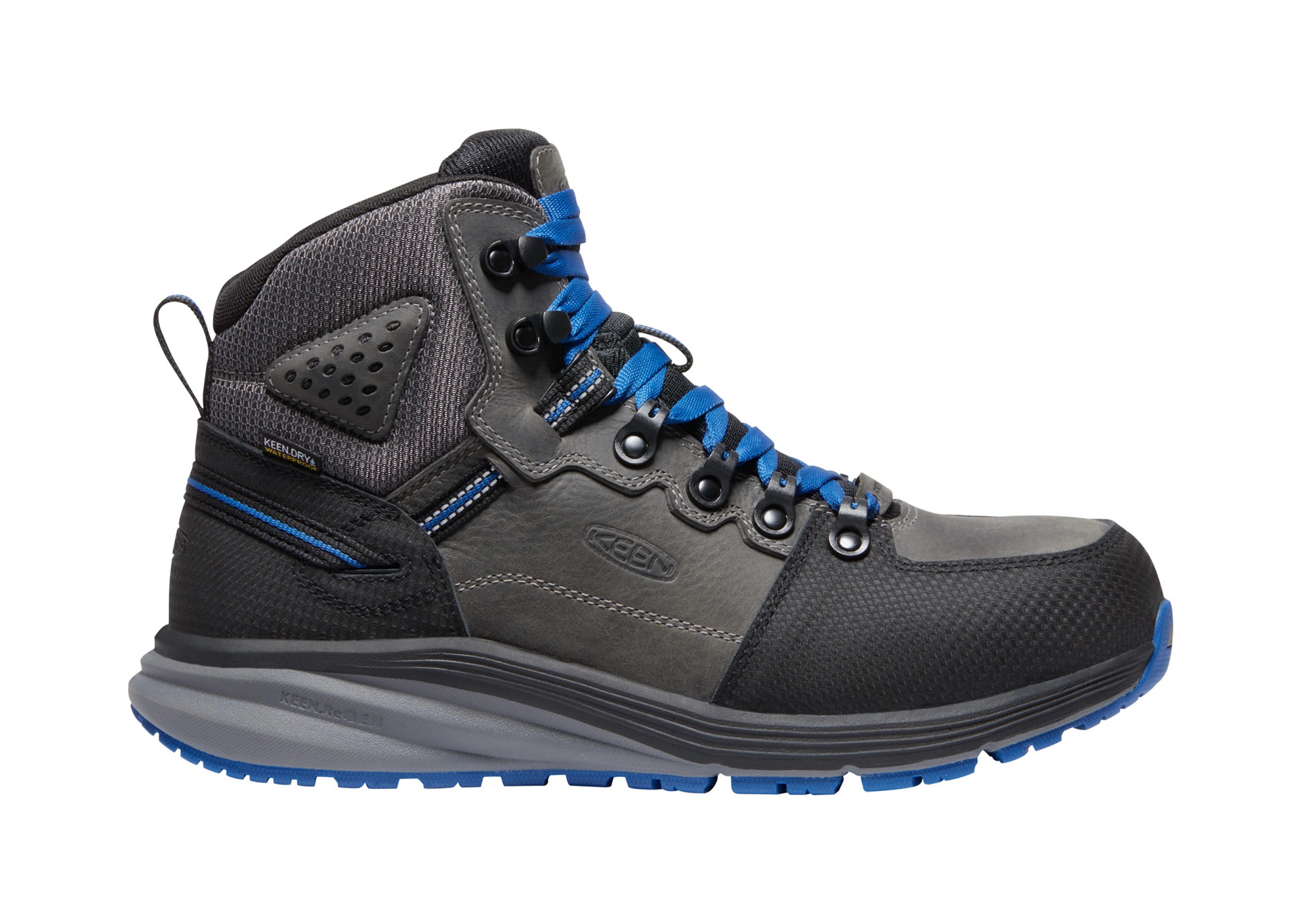 KEEN® Men's Red Hook Waterproof Boot (Carbon-Fiber Toe) Steel Grey/Bright Cobalt