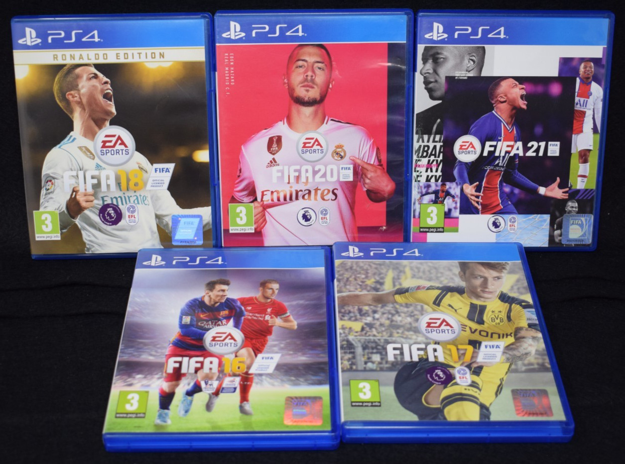 5x Fifa Football Game Bundle 16 17 18 20 21 PlayStation 4 Clean Discs PS4