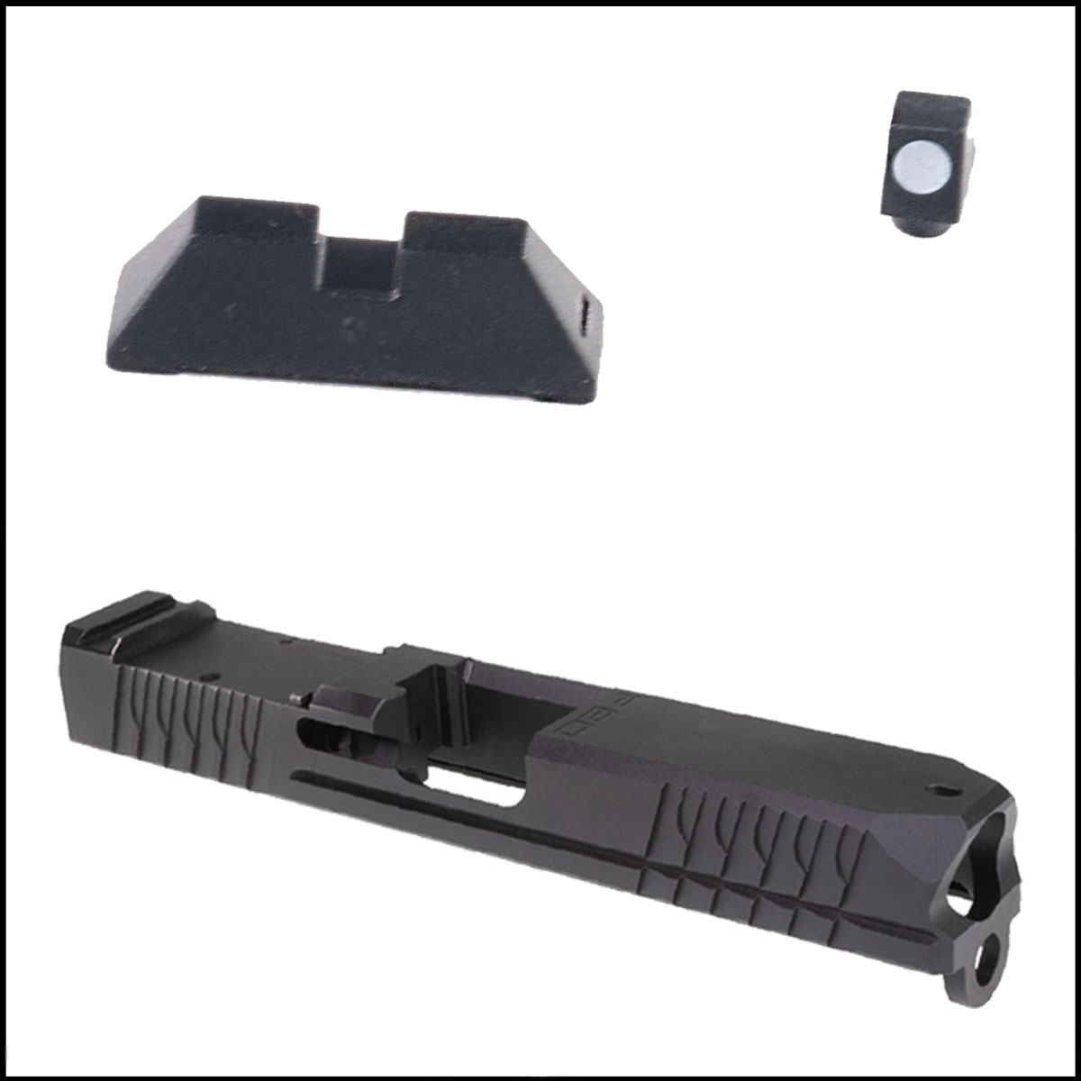 Glock Slide + Optic: SCT Manufacturing Short Sight Kit  + Polymer80 Slide, Black Nitride