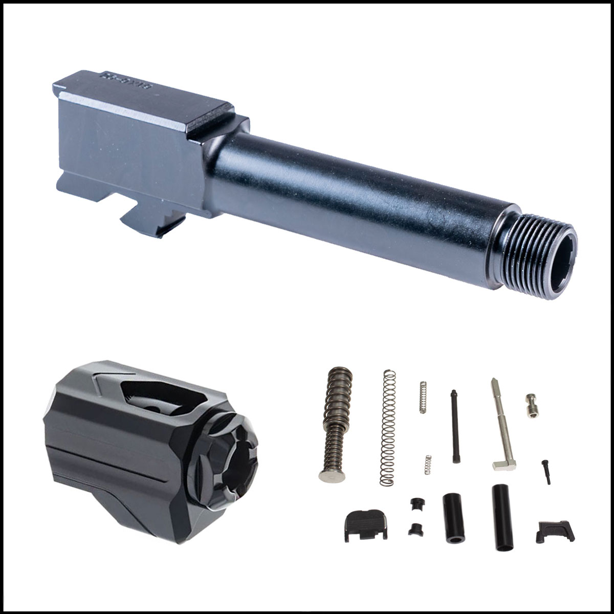 Barrel Bundle: Glock 26 Compatible Threaded Barrel + Tyrant Designs 1/2x28 Compensator + JE Machine Glock 26 Slide Parts Kit