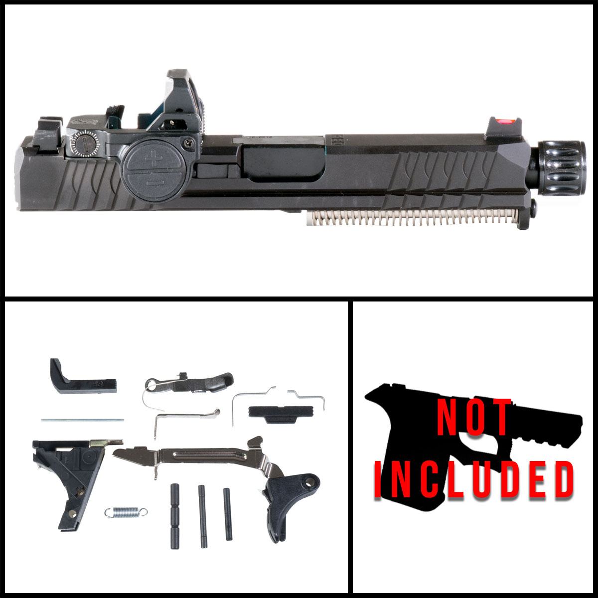 DTT 'Oiseau w/Red Dot' 9mm Full Pistol Build Kit (Everything Minus Frame) - Glock 19 Gen 1-3 Compatible