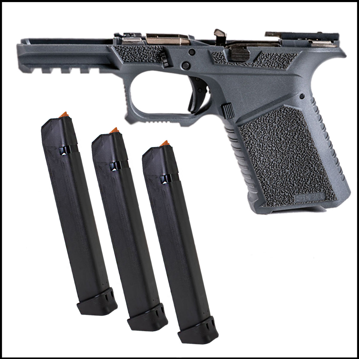DIY Pistol Kit: SCT Manufacturing Full Frame Assembly + GLOCK Glock Magazine, 33 Round Capacity, 9mm Double Stack, 3-Pack
