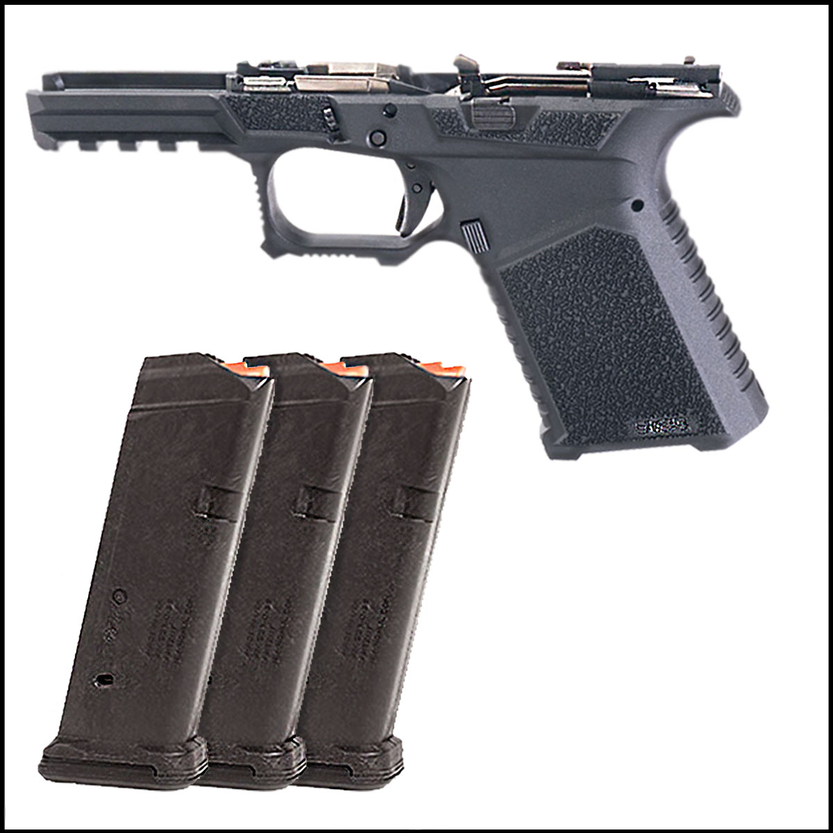 DIY Pistol Kits: SCT Manufacturing Full Frame Assembly + Magpul PMAG 15 GL9,  For Glock G19 15 Round Capacity, 3-Pack