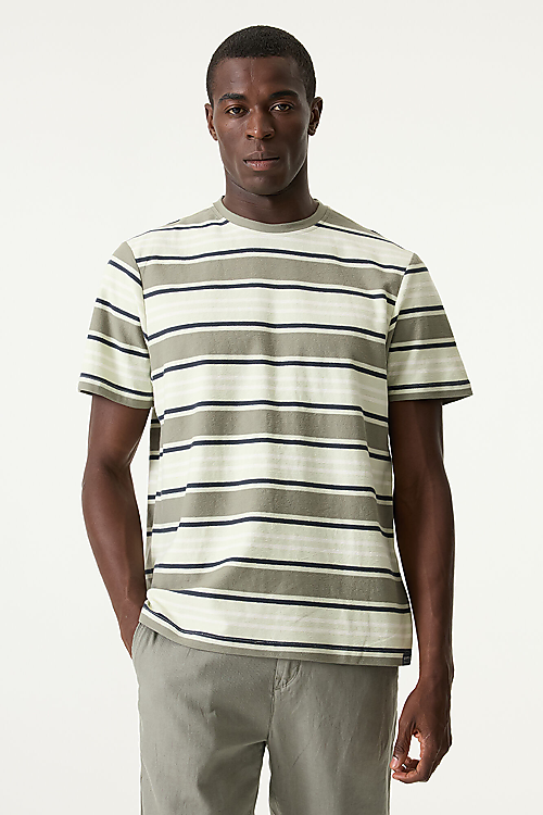 gestreiftes T-Shirt - Salbeigrün