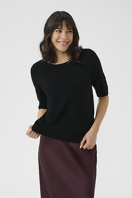 Lizza Bootsausschnitt Pullover - Schwarz