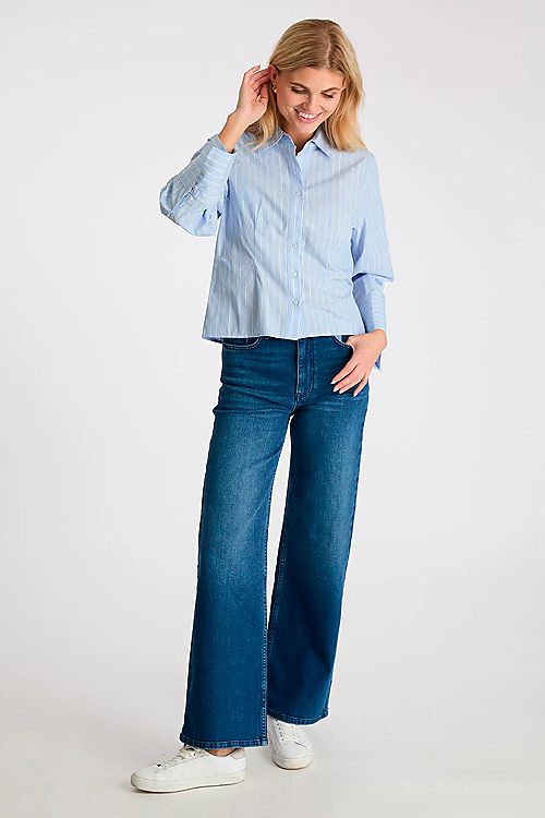 Gestreifte Bluse Hellblau