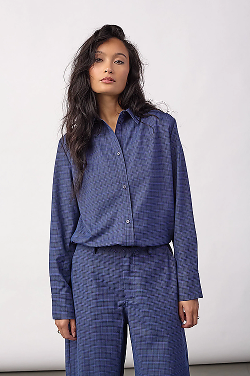 Daxter karierte Bluse - Navyblau