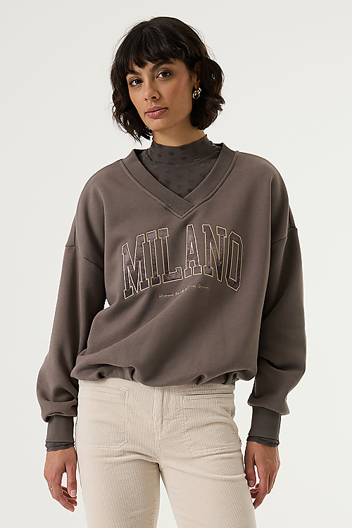Milano V-Neck Sweatshirt - Braun