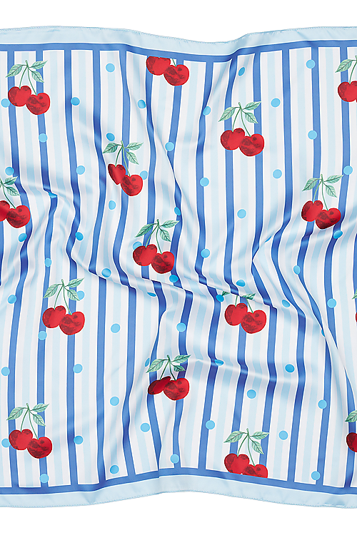 Tuch mit Streifen und Kirschen - Blau
