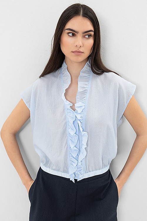 Cathina Lyocell Bluse - Blau