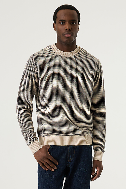 Strickpullover mit Struktur - Beige