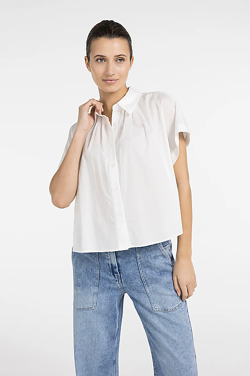 Bluse mit Zierknöpfen - Weiss