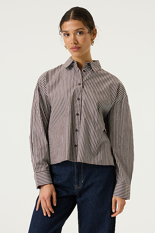 Bluse mit Strasssteinen - Braun