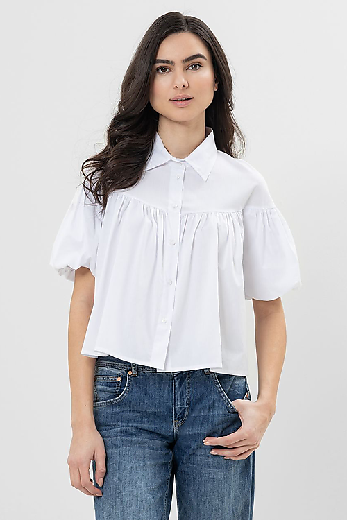 Eyleen Poplin Bluse Weiss