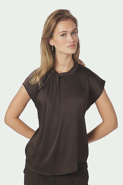 Fleur Satin Bluse Braun