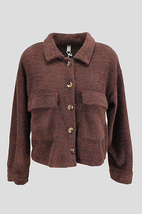 Kurze Flauschjacke Braun