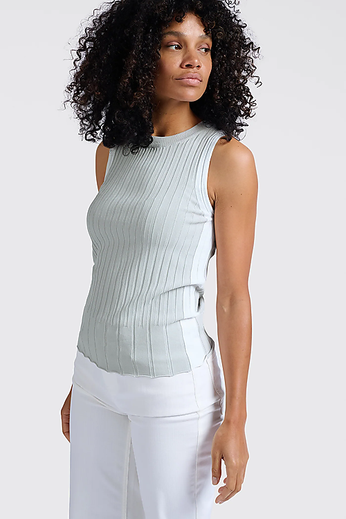 Geripptes Tanktop - Grau