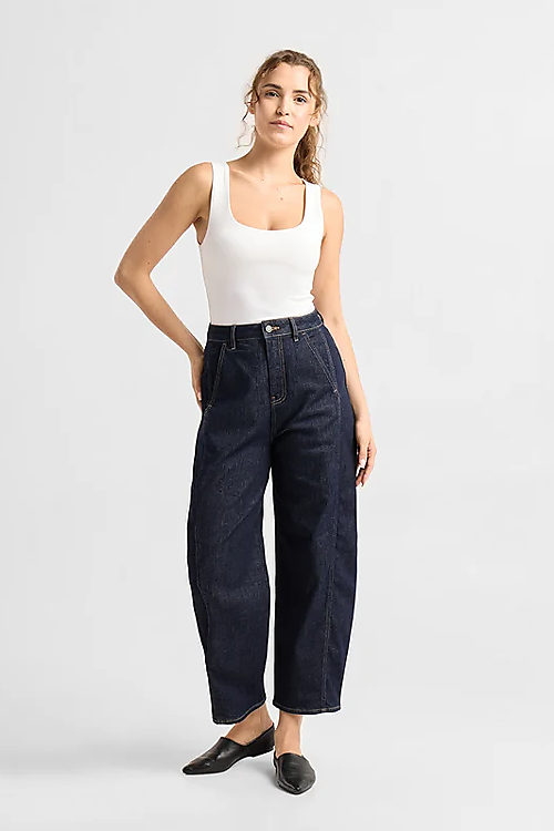 Moondust Soft Denim – Barrel leg - Navyblau